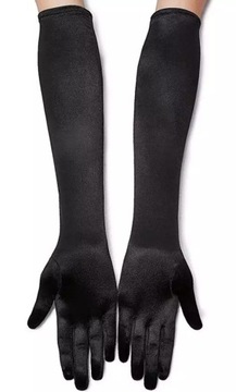 Чёрные АТЛАСНЫЕ ДЛИННЫЕ ПЕРЧАТКИ Вечерние