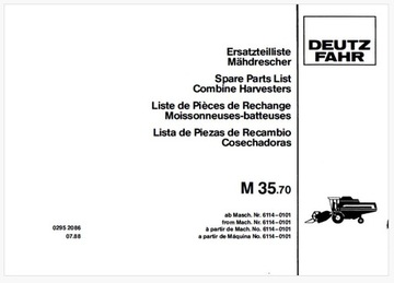 Katalog części kombajn Deutz Fahr M 35.70