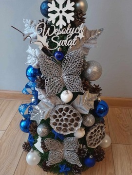 Елка 80СМ украшенная светодиодными лампочками КОНУС со светодиодной декорацией ГОТОВО