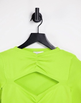 Topshop limonkowy dzianinowy top damski defekt M