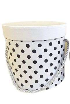 FLOWERBOX PUDEŁKO biały w kropki PREZENT 15 cm
