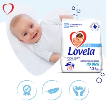 Lovela Baby гипоаллергенный белый порошок 2x 1,3 кг + Пятновыводитель + Жидкость