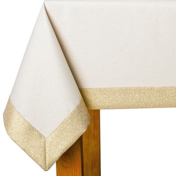 Obrus Szyty z Mankietem 5 cm Złoty Błysk 140x140cm