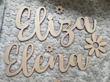 Napis na ścianę imię dekoracja 3D drewniany 60cm