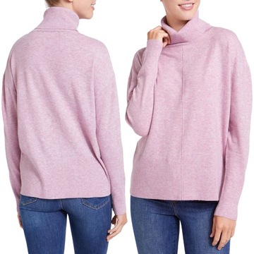 Dunnes Lekki Gładki Kobiecy Liliowy Sweter Damski Golf Oversize S 36