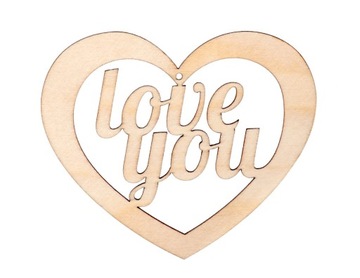 Drewniane SERCE Love You ZAWIESZKA Decoupage 9,5cm