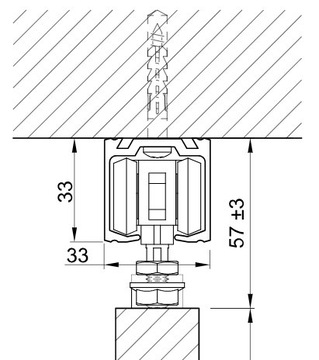 S100 System do drzwi przesuwnych do 100 kg. 200 cm