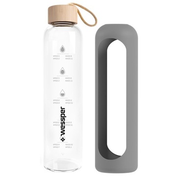 Бутылка Wessper стеклянная для напитков 0,5л 500мл + силиконовая крышка