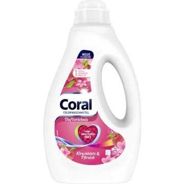 Coral żel płyn do prania 1l Kolor Kirschblute & Pfirsich Wiśnia Brzoskwinia