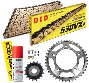 NAPĘD ZESTAW DID ZŁOTY VX3 TŁUMIK DRGAŃ JT YAMAHA XJR 1300 2004-2006