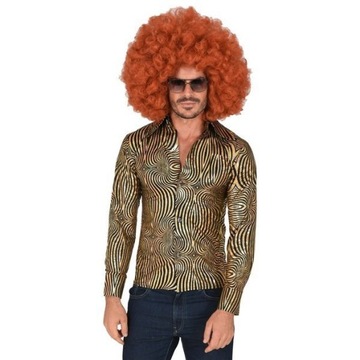 ЗОЛОТАЯ ДИСКО-РУБАШКА 70-Х ГОЛОСОВЫМ УЗОРОМ XXL