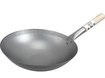 WOK STALOWY CHIŃSKI PATELNIA RĘCZNIE KUTA ZE STALI WĘGLOWEJ 30CM 12
