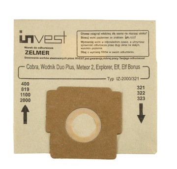 10 мешков для пылесоса ZELMER ELF ELF 2 ELF 3 BONUS METEOR 2 ODYSSEY COBRA