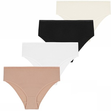4x Majtki Damskie Bawełniane Figi Bikini z Gumką Gładkie Wygodne MORAJ XXL