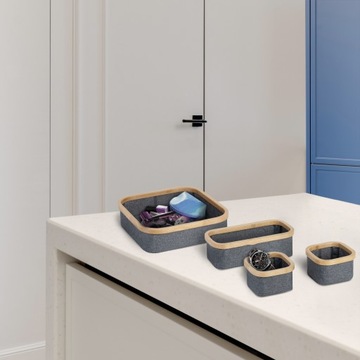 Настольный органайзер для хранения вещей в гардеробе, 4 коробки, бамбуковый серый