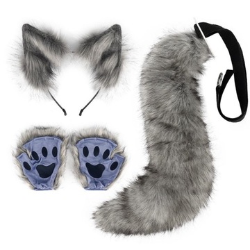3 piece set Uszy i ogon pluszowe Uszy wilka s