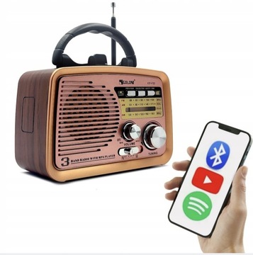 Radio RETRO Radio Kuchenne Radio na działkę sieciowo-bateryjne FM BLUETOOTH