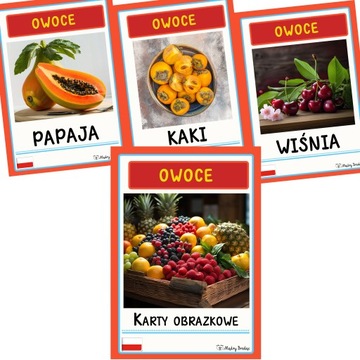 Karty obrazkowe - OWOCE - 10x15 - montessori - 46 kart
