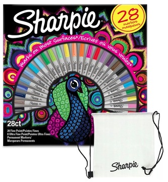 Sharpie Markery KREATYWNE permanentne Fine 28 kolorów PAW NA PREZENT