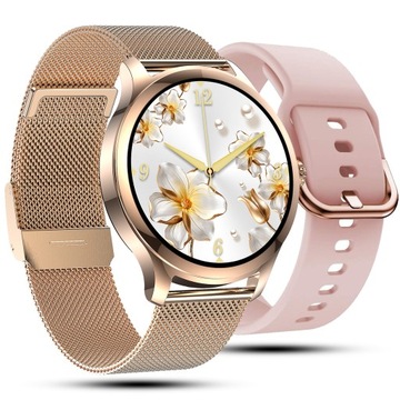 SMARTWATCH ZEGAREK DAMSKI POLSKIE MENU ROZMOWY SMART WATCH ZŁOTY + GRATIS