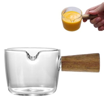 MAŁY DZBANEK NA MLEKO/KAWA Z DREWNIANĄ RĄCZKĄ 50 ML