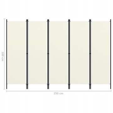 Экран vidaXL 5-панельный, кремовый, 250 х 180 см
