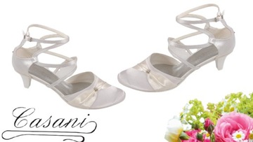 Casani białe 41 40 ślubne buty niskie taneczne