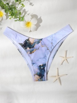 U003B08 MAJTKI DÓŁ OD BIKINI FIOLETOWE WZÓR MARMURKOWY FIGI SHEIN S
