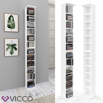 REGAŁ NA PŁYTY CD VICCO, 12 PÓŁEK, KOLOR BIAŁY
