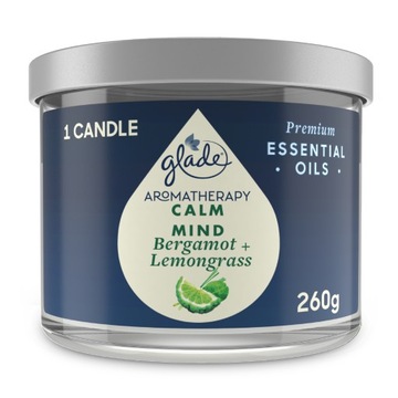 GLADE Aromatherapy Świeca Calm Mind Bergamotka i Trawa Cytrynowa 260 g