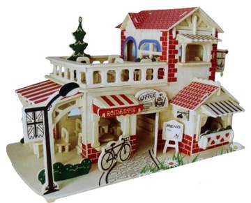 PUZZLE DREWNIANE 3D DOMEK ROMANTYCZNA KAWIARNIA