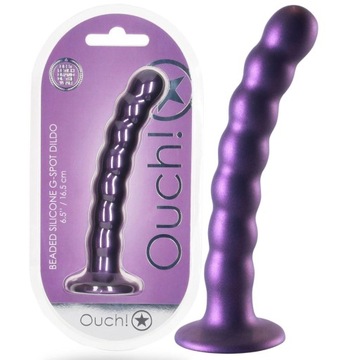 Fioletowe dido na przyssawce - profilowane, do Strap-on, Silikonowe Ouch!