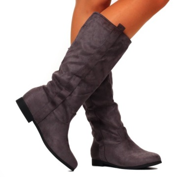 KOZAKI DAMSKIE BOTKI OCIEPLANE WYSOKIE PŁASKIE