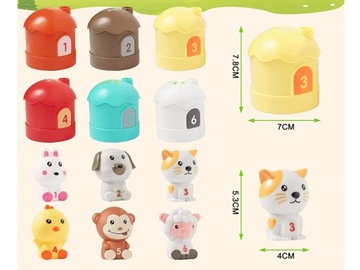 Набор животных Резиновые животные, куклы в домике с цифрами, 6 шт ZA4680