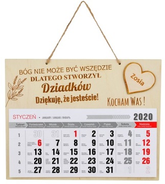 Kalendarz Dzień Babci Dziadka Prezent Walentynki