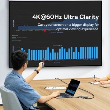 Адаптер BASEUS HUB 8in1 Type C на 3x USB3.0/PD/HDMI 4K 60Гц
