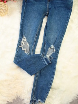 NEW LOOK JENNA Spodnie jeans rurki skinny z dziurami dziury r. XS 34