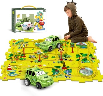 TOR WYŚCIGOWY OGRÓD Dinozaur PUZZLI TRACK 25 ELEMENTÓW GRA LOGICZNA