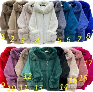 PŁASZCZ ALPAKA Z KAPTUREM KURTKA Z FUTERKIEM