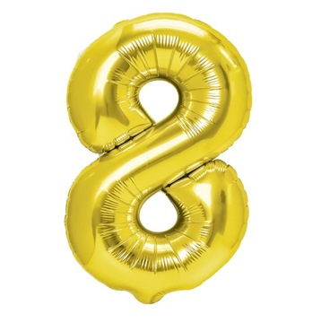 BALON CYFRA 8 CYFERKI duże ZŁOTE URODZINY 100cm
