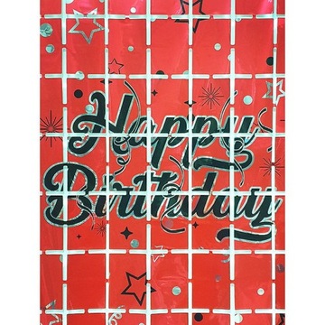 KURTYNA PANELOWA HAPPY BIRTHDAY CZERWONA 1X2M