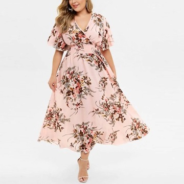 2023 Plus Size 3XL 4XL 5XL Women Dress Floral Chif