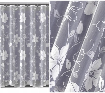 Firana wzór 618d312 żakard 400x250cm z obszyciem