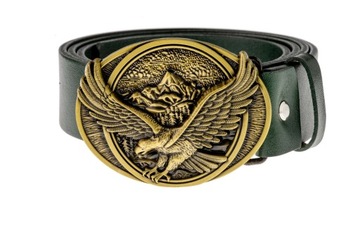 Pasek skórzany BÓR HUNTER FOREST - Mountain Eagle Yellow-100