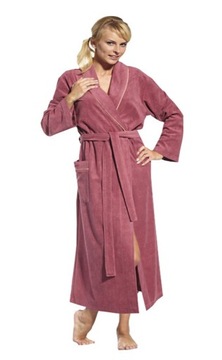 Szlafrok dla puszystej BAWEŁNA wiązany 3XL Błękit