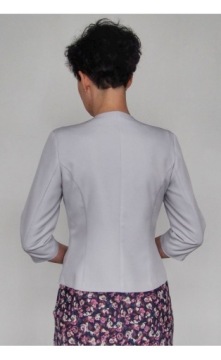 WIZYTOWY DOPASOWANY KRÓTKI ŻAKIET WESELE SZARY 42