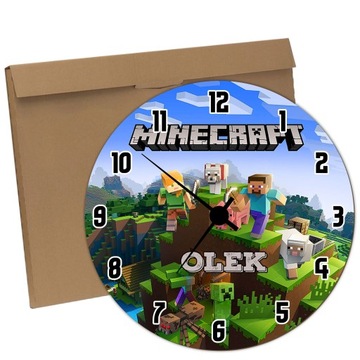 ZEGAR ścienny dla dzieci MINECRAFT IMIĘ ŚWIĘTA Y4