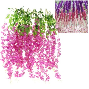 SZTUCZNE KWIATY ZWISAJĄCE GIRLANDA KWIATOWA WISTERIA GLICYNIA