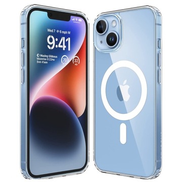ETUI MAGNETYCZNE do Magsafe SHOCK WZMACNIANE CLEAR do IPHONE 14 + SZKŁO 9H