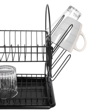 Посудосушилка, Черная, Двухуровневая, Сушилка